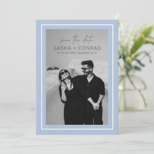 Powder Blue Bold Border Foto Moderne Hochzeit Save The Date
