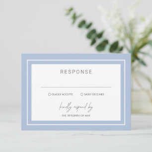 Powder Blue Bold Border Moderne Hochzeit RSVP Karte