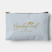 Powder Blue Bridesmaid Script Name Cosmetic Gesche Zubehörtasche (Vorderseite)