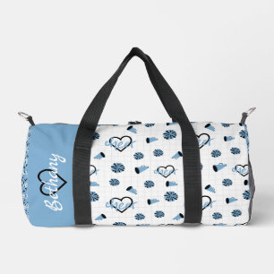 Powder Blue Cheer Hearts, Pom Poms, Megaphon Duffle Bag