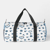 Powder Blue Cheer Hearts, Pom Poms, Megaphon Duffle Bag (Rückseite)