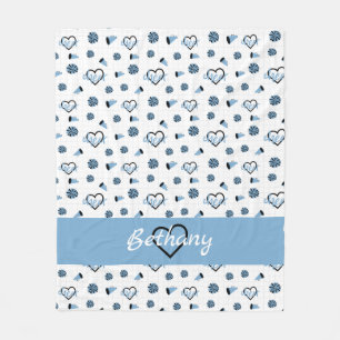 Powder Blue Cheer Hearts, Pom Poms, Megaphon Fleecedecke