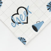 Powder Blue Cheer Hearts, Pom Poms, Megaphon Fleecedecke (Ecke)