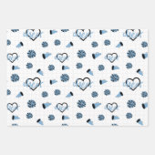 Powder Blue Cheer Hearts, Pom Poms, Megaphon Geschenkpapier Set (Vorderseite 3)