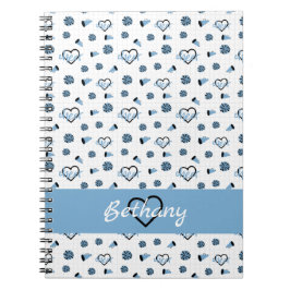 Powder Blue Cheer Hearts, Pom Poms, Megaphon Notizblock