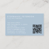 Powder Blue Elegant Custom Company Logo QR Code Visitenkarte (Rückseite)