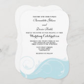 Powder Blue Floral Swirl Bracket Wedites Einladung (Vorne/Hinten)