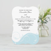 Powder Blue Floral Swirl Bracket Wedites Einladung (Stehend Vorderseite)