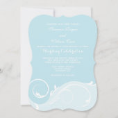 Powder Blue Floral Swirl Bracket Wedites Einladung (Vorderseite)