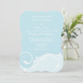 Powder Blue Floral Swirl Bracket Wedites Einladung (Stehend Vorderseite)