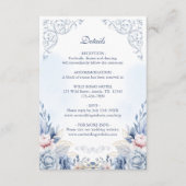 Powder Blue Floral Wedding Details Begleitkarte (Vorderseite)