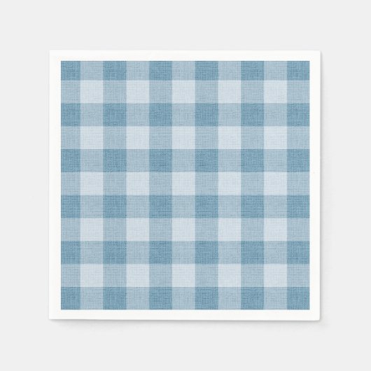 Powder Blue Gingham Buffalo Check Linen Texture Serviette (Vorderseite)