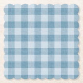 Powder Blue Gingham Buffalo Check Linen Texture Untersetzer (Vorderseite)