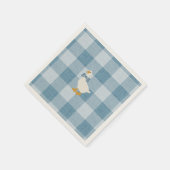 Powder Blue Gingham Goose Baby Shower Check Serviette (Ecke)