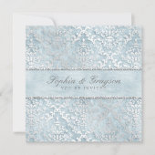 Powder Blue Glimmer Damask Einladung (Vorderseite)
