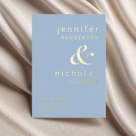 Powder Blue Gold Ampersand Wedding Save The Date Folieneinladung