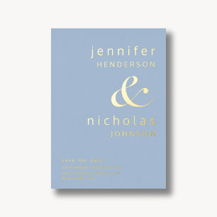 Powder Blue Gold Ampersand Wedding Save The Date Folieneinladung