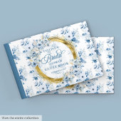 Powder Blue Gold Glitzer Boho Blume Gästebuch
