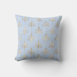 Powder Blue Gold Kronier Modernes Kissen