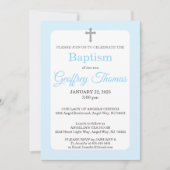 Powder Blue & Gray Cross Watercolor Baptism Einladung (Vorderseite)