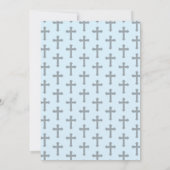 Powder Blue & Gray Cross Watercolor Baptism Einladung (Rückseite)