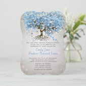 Powder Blue Heart Leaf Tree Einladung (Stehend Vorderseite)