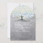 Powder Blue Heart Leaf Tree Woodsy Boho Wedding Einladung (Vorderseite)