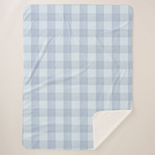 Powder Blue Large Gingham Plaid Sherpa Blanket Sherpadecke (Vorderseite)