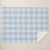 Powder Blue Large Gingham Plaid Sherpa Blanket Sherpadecke (Vorderseite (Horizontal))