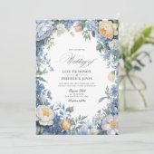 Powder Blue, Lemon Chiffon & Soft White Wedding Einladung (Stehend Vorderseite)