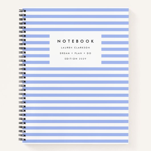 Powder Blue Modern Strip Notebook Notizblock (Vorderseite)