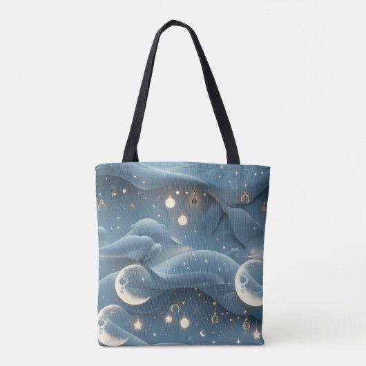 Powder Blue Moon Soft Celestial Aesthetic Tasche (Rückseite)