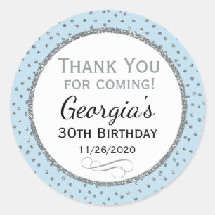 Powder Blue Silver Geburtstag Vielen Dank für Ihre Runder Aufkleber