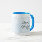 Powder Blue Snowflake Saison Grüße Tasse (VorderseiteRechts)