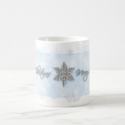 Powder Blue Snowflake Weihnachten Tasse (Mittel)