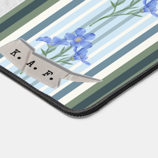 Powder Blue Striped Floral Schreibtischunterlage (Ecke)