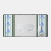 Powder Blue Striped Floral Schreibtischunterlage (Tastatur & Maus)