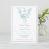Powder Blue Toile de Jouy Bridal Shower Invitation Einladung (Stehend Vorderseite)