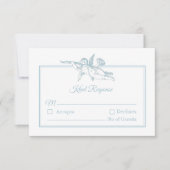 Powder Blue Toile de Jouy Cherub Wedding RSVP Card (Vorderseite)