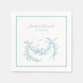 Powder Blue Toile de Jouy Wedding Paper Napkins Serviette (Vorderseite)