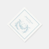 Powder Blue Toile de Jouy Wedding Paper Napkins Serviette (Ecke)