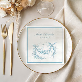 Powder Blue Toile de Jouy Wedding Paper Napkins Serviette