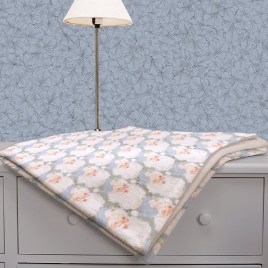 Powder Blue Vintag Santa Claus Winking Weihnachten Fleecedecke