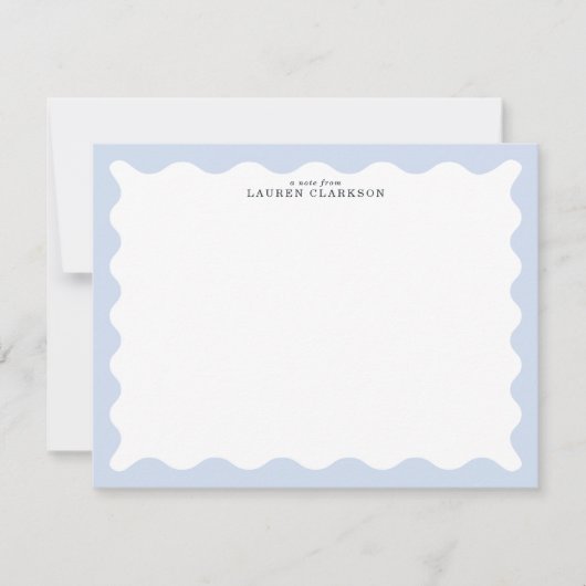 Powder Blue Wavy Frame Note Card Einladung (Vorderseite)
