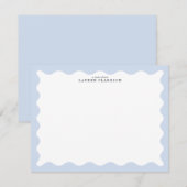 Powder Blue Wavy Frame Note Card Einladung (Vorne/Hinten)