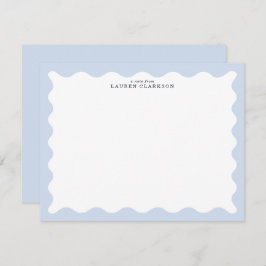 Powder Blue Wavy Frame Note Card Einladung