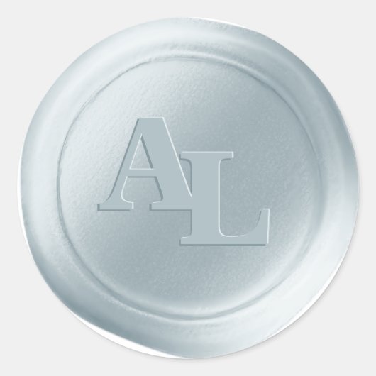 Powder Blue Wax Siegel Monogram Wedding Stickers (Vorderseite)