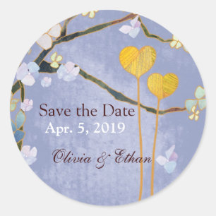 Powder Blue Wedding Save the Date Runder Aufkleber