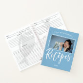 Powder Blue White Brush Script Rezepte Foto Notizblock (Innenseite)