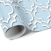 Powder Blue White XL Marokkanischer Quatrefolie #7 Geschenkpapier (Rolleneckpunkt)